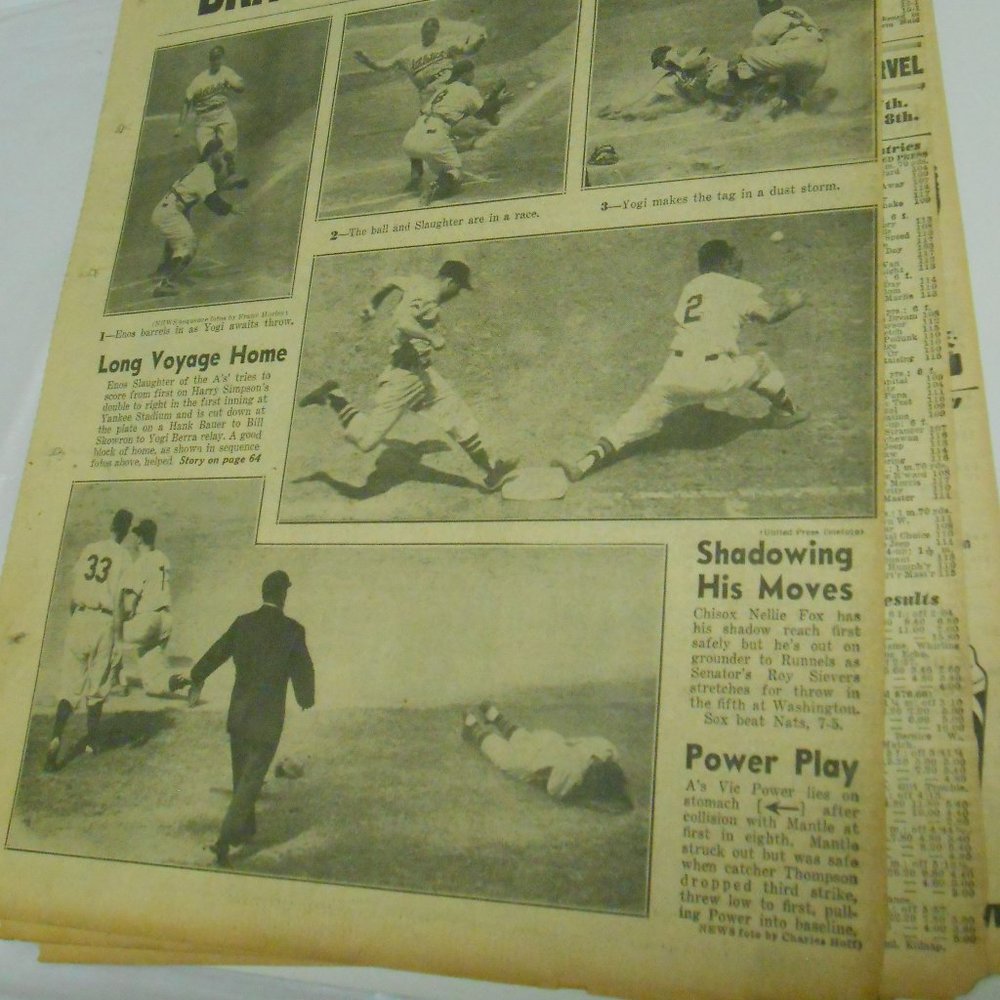 Vtg HTF Daily News New York's Picture Newsaper Yanks Slam Athletics Braves Flock